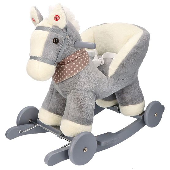 Cavallo a dondolo grigio con seggiolino e ruote