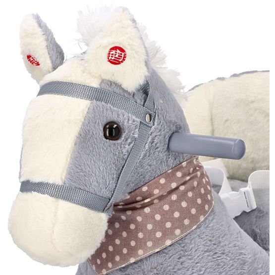 Cavallo a dondolo grigio con seggiolino e ruote