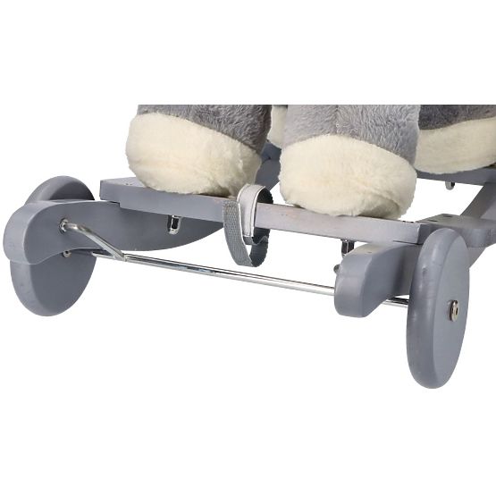 Cavallo a dondolo grigio con seggiolino e ruote