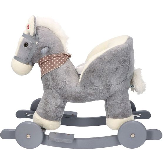 Cavallo a dondolo grigio con seggiolino e ruote