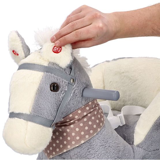 Cavallo a dondolo grigio con seggiolino e ruote