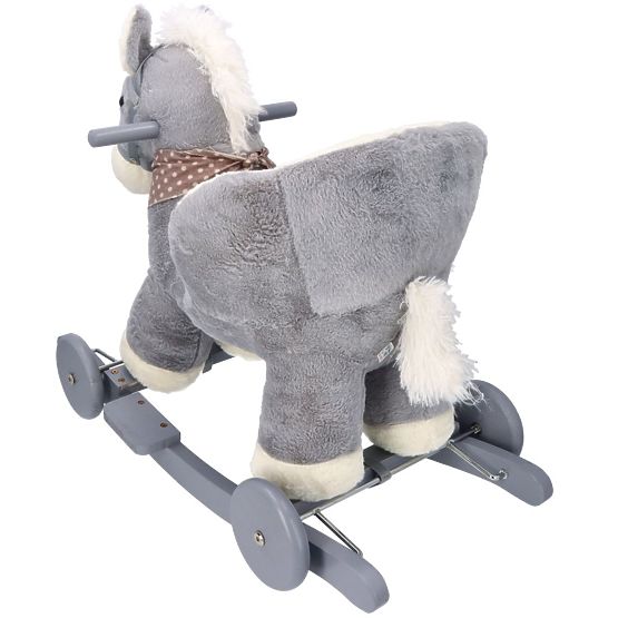 Cavallo a dondolo grigio con seggiolino e ruote