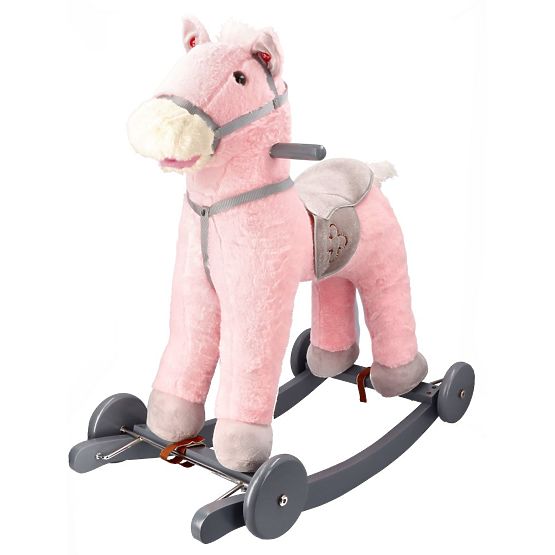 Cavallo a dondolo rosa con ruote