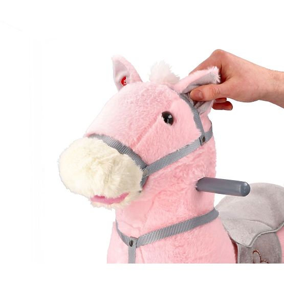Cavallo a dondolo rosa con ruote
