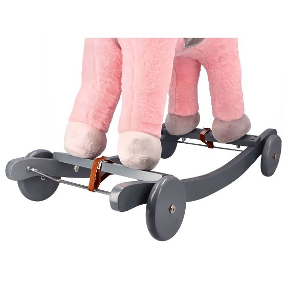 Cavallo a dondolo rosa con ruote