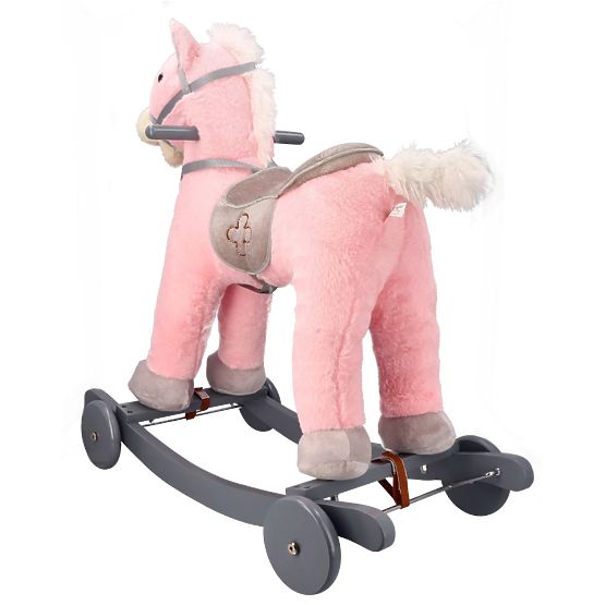 Cavallo a dondolo rosa con ruote