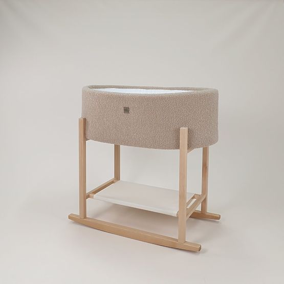 Cesta di Mosè Teddy con base in legno - beige
