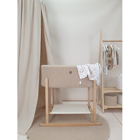 Cesta di Mosè Teddy con base in legno - beige