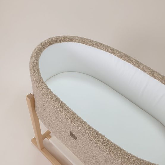 Cesta di Mosè Teddy con base in legno - beige