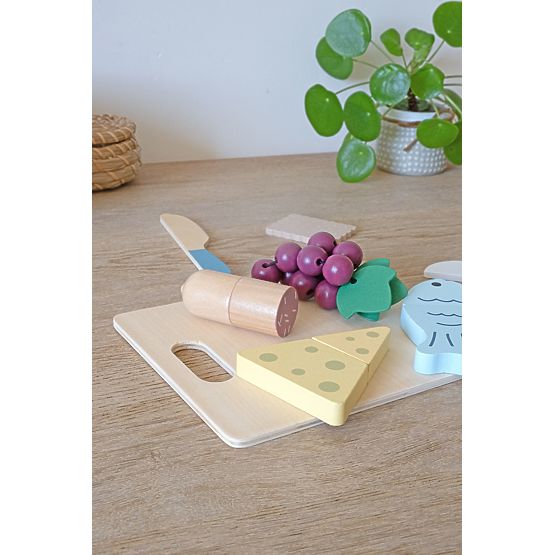 Cibo in legno - affettare - Combinazione snack