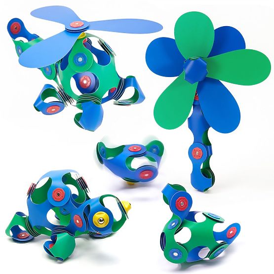 Clixo blocchi magnetici Crew pack, Verde-Blu