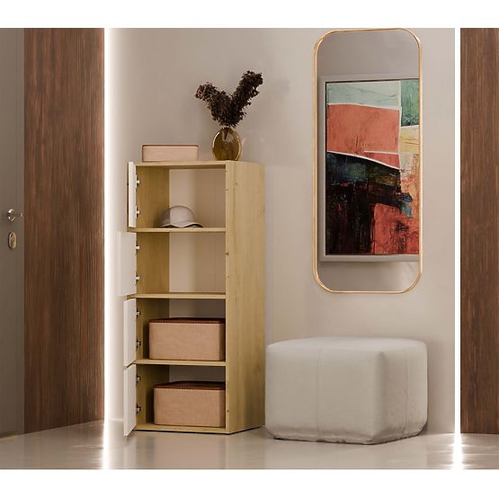 Comò ALMA Frontale BIANCO Corpo ROVERE ARTIGIANO