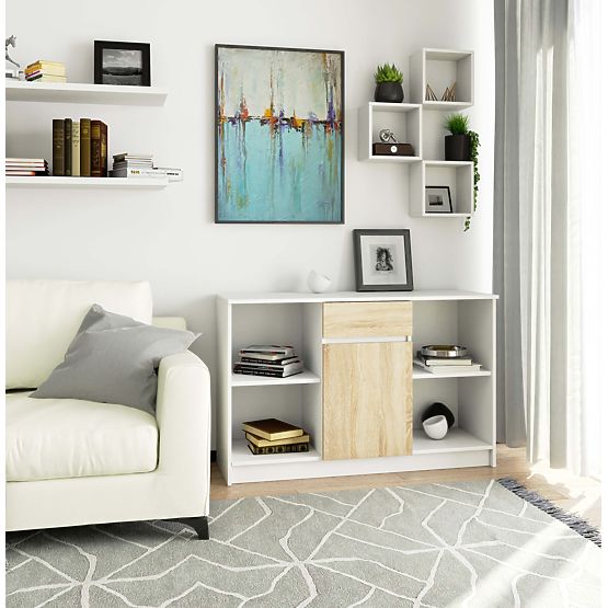 COMÒ B-17 120 cm 1 CASSETTO 1 PORTA PK BIANCO / SONOMA