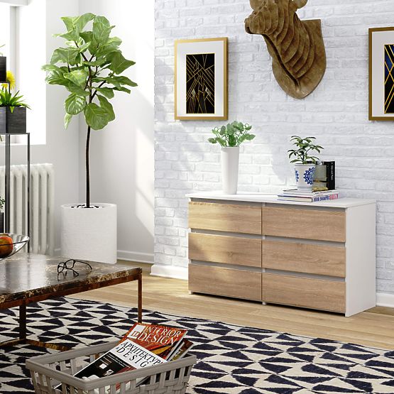 COMÒ CL100 6 CASSETTI BIANCO / ROVERE SONOMA