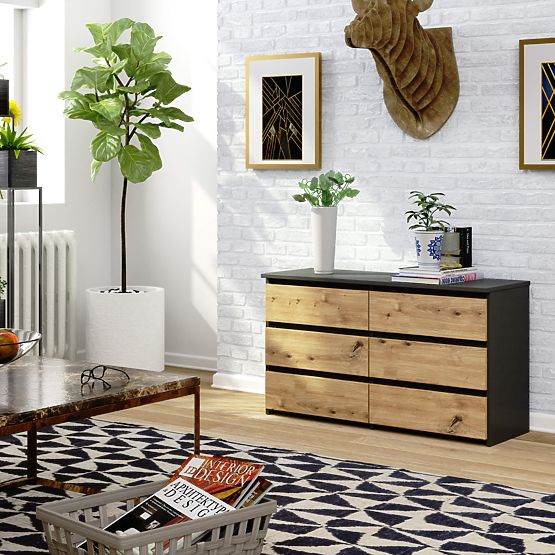 COMÒ CL100 6 CASSETTI GRIGIO GRAFITE / ROVERE ARTIGIANALE