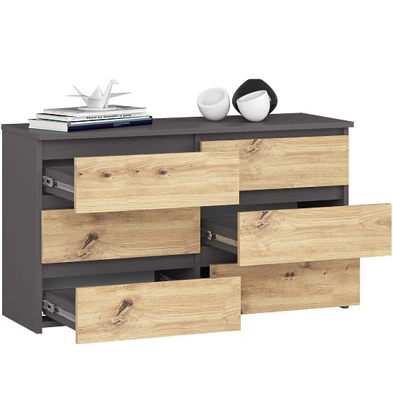 COMÒ CL100 6 CASSETTI GRIGIO GRAFITE / ROVERE ARTIGIANALE