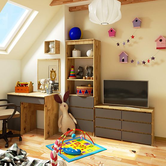 COMÒ CL100 6 CASSETTI ROVERE ARTISAN / GRIGIO