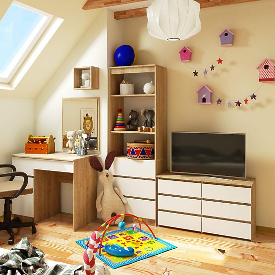 COMÒ CL100 6 CASSETTI ROVERE SONOMA / BIANCO