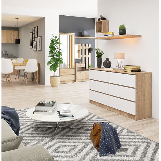COMÒ K140 6 CASSETTI CLP ROVERE SONOMA / BIANCO