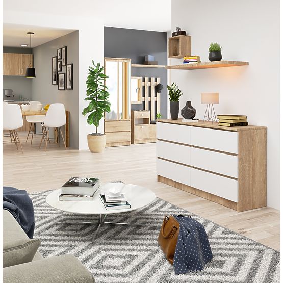 COMÒ K140 6 CASSETTI CLP ROVERE SONOMA / BIANCO