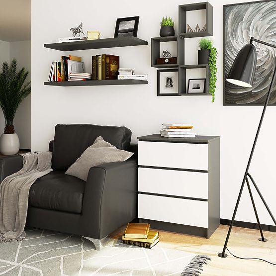 COMÒ K60 3 CASSETTI CLP GRAFITE GRIGIO / BIANCO