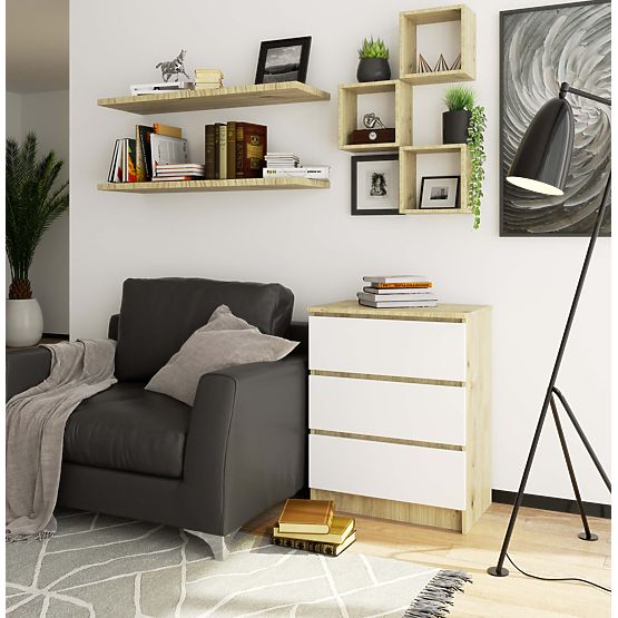 COMÒ K60 3 CASSETTI CLP PK ROVERE ARTISAN / BIANCO