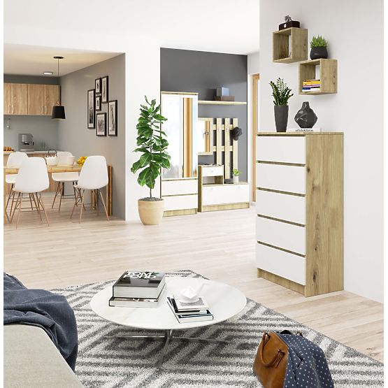 COMÒ K60 5 CASSETTI CLP PK ROVERE ARTIGIANO / BIANCO