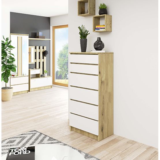 COMÒ K60 6 CASSETTI CLP PK ROVERE ARTIGIANO / BIANCO