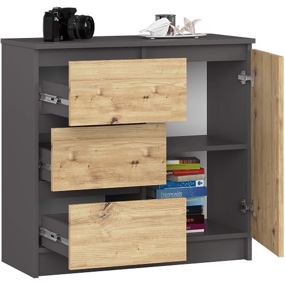 COMÒ K80 JERRY 1D 3SZ PK GRAFITE GRIGIO / ROVERE ARTIGIANO