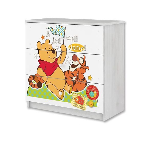 Cassettiera per bambini Winnie the Pooh e Tigro - decorazione pino norvegese