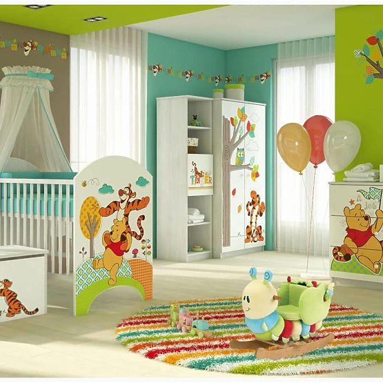 Cassettiera per bambini Winnie the Pooh e Tigro - decorazione pino norvegese