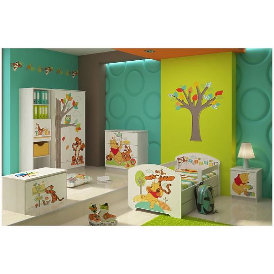 Cassettiera per bambini Winnie the Pooh e Tigro - decorazione pino norvegese