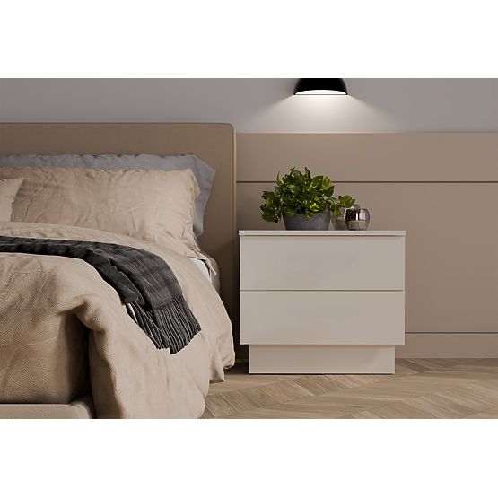 Comodino AMBER 2S con 2 cassetti per camera da letto CASHMERE Beige