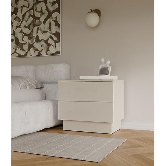 Comodino AMBER 2S con 2 cassetti per camera da letto CASHMERE Beige