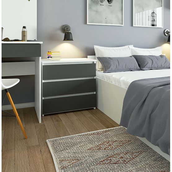 COMODINO CL3 60 cm PK BIANCO / GRIGIO