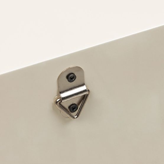 Comodino con cassetto Blush, bianco crema, lucido, forma arcuata