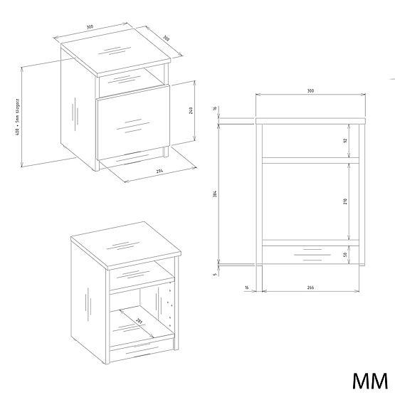 Comodino GALAX 30/1D BIANCO-ARTISAN