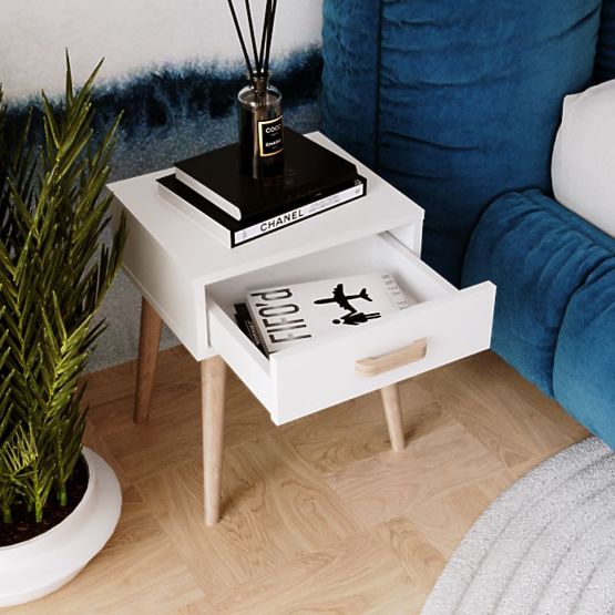 Comodino Luna bianco, comodino