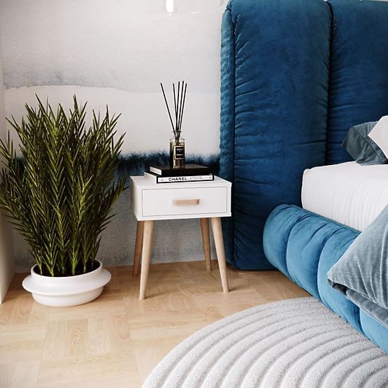 Comodino Luna bianco, comodino