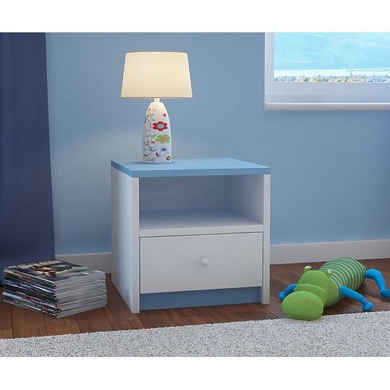 Comodino per bambini Ourbaby - blu-bianco