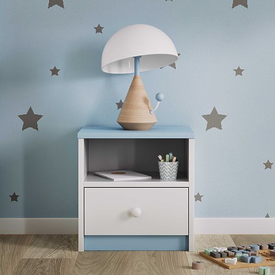 Comodino per bambini Ourbaby - blu-bianco