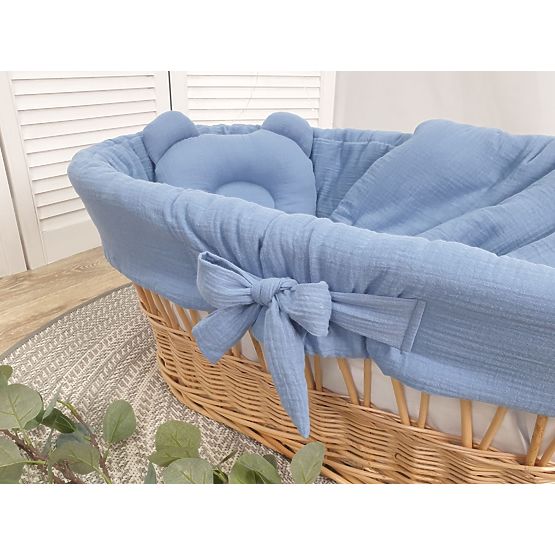 Set di biancheria da letto per culla in vimini - blu