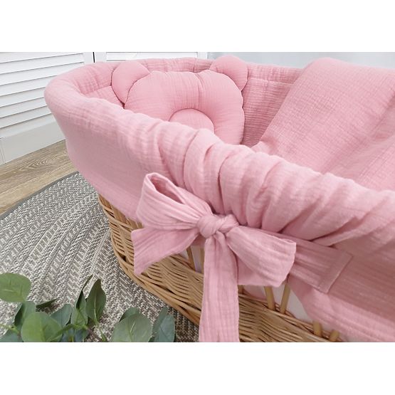 Set di biancheria per culla in vimini - rosa