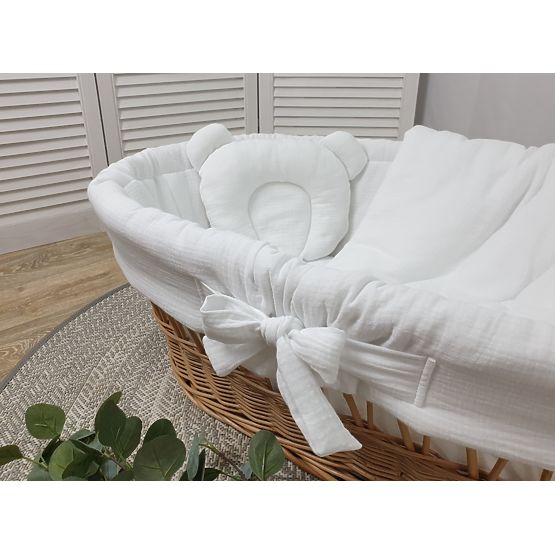Set di biancheria da letto per culla in vimini - bianco