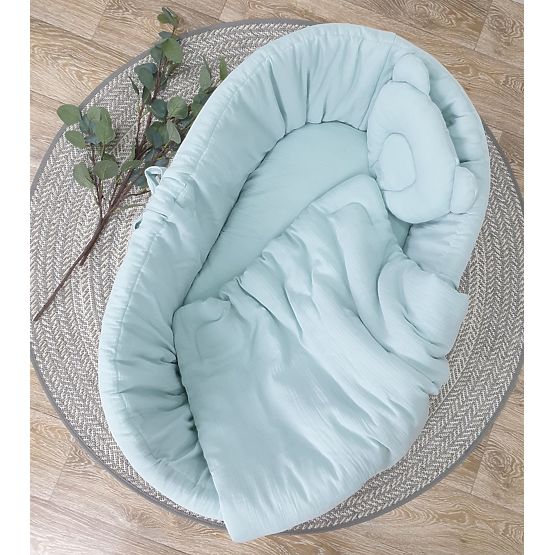 Set di biancheria da letto per culla in vimini - menta