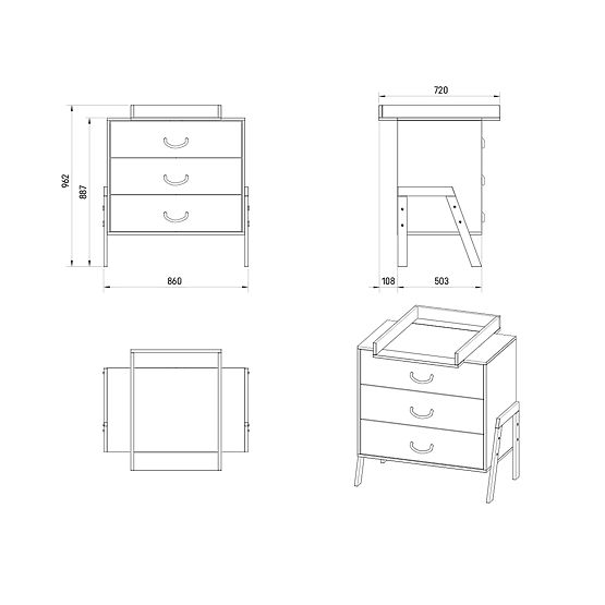 Cassettiera CONE - SCANDI con fasciatoio