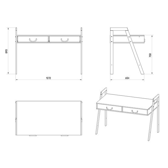 2 in 1 Lettino e Scrivania CONE 120x60 - SCANDI