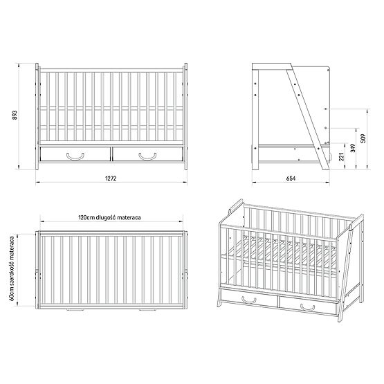 2 in 1 Lettino e Scrivania CONE 120x60 - SCANDI