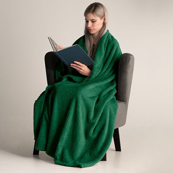 Coperta HENRY colore verde bottiglia jacquard stampato stile moderno 220x240