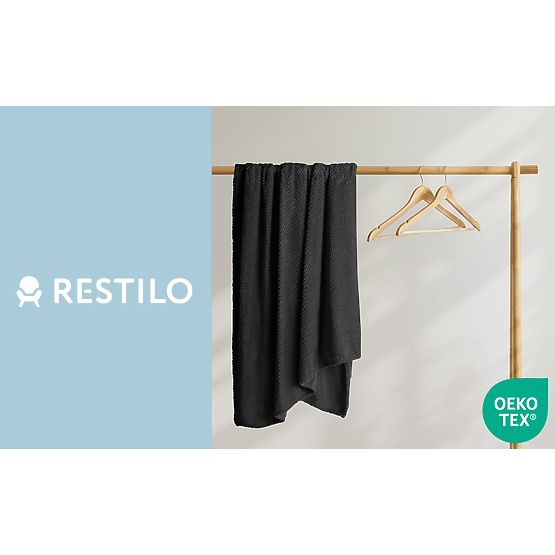 Coperta HENRY nera con motivo jacquard stile moderno 220x240